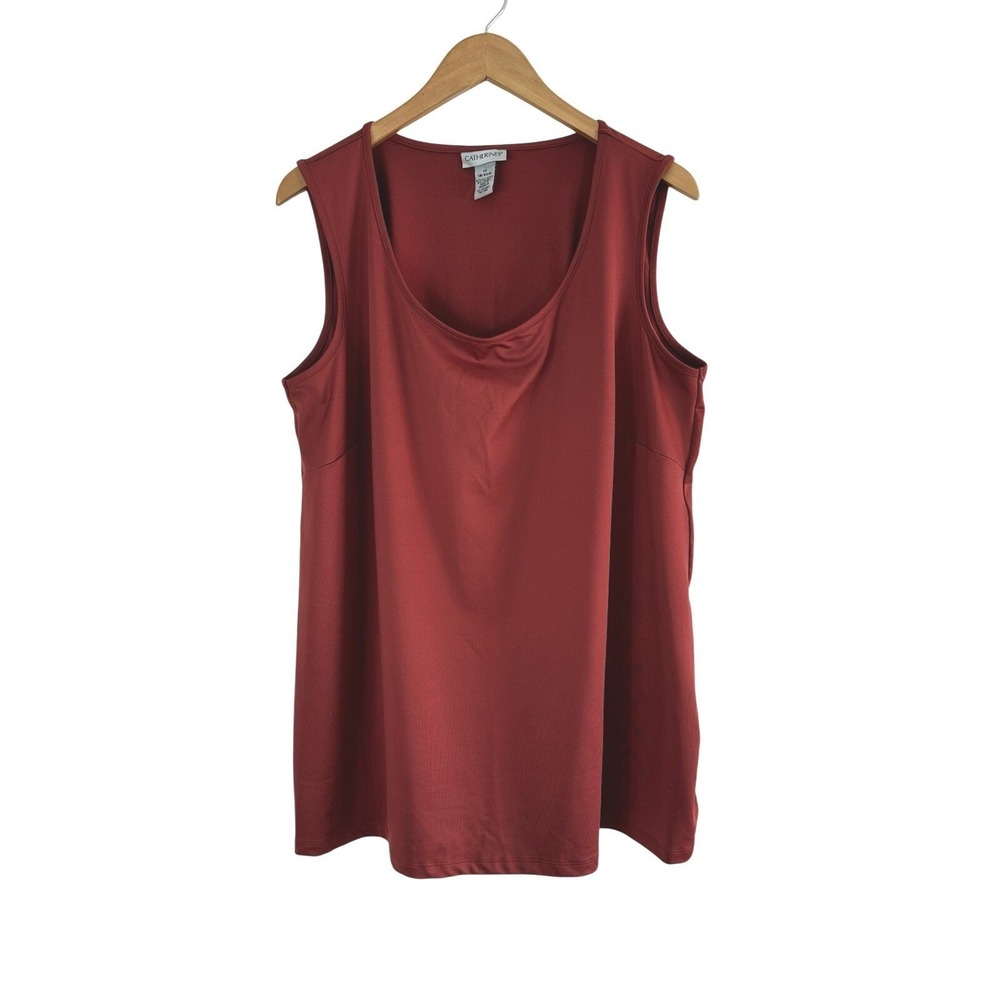 Catherine's Rust Red Sleeveless Top Womens 1X Scoop Neck Career Layering Stretch
